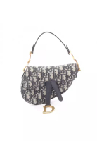 Christian Dior Pre-Loved Christian Dior saddle bag mini oblique jacquard Handbag canvas leather ivor