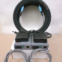 kabel fo dropcore panjang 80m dan sepasang converter htb siap pakai sudah terpasang fastconektor