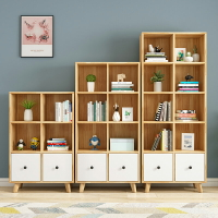 書架 書柜 置物架 實木書柜簡約現代客廳置物架落地家用臥室儲物柜兒童玩具收納柜子
