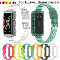 BEHUA Transparent Strap Replacement Smooth Watch Belt for Huawei Band 6/7/8/9 Wristband For Honor Band 6/7 Accessories Correa