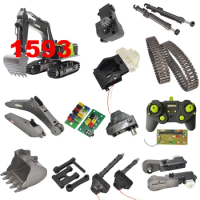 Huina 1593 Excavator Arm Gearbox Tooth Box Metal Push Rod Gripper Quick Hitch Bucket Walking Motor RC Toy Model Parts