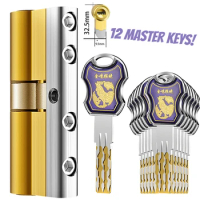65-100mm Lock Cylinder,European standard lock cylinders Outdoor door locks,12 Pieces Master Keys Double Lock Cyinder,Home Lock