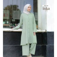 setelan baju wanita tunic wanita Celana Muslim Wanita terbaru crinkle jumbo M Mint