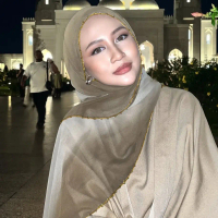 Tudung Manik Logam Berjahit Sifon Mutiara, Rekaan Bayangan gradient beaded shawl 2 tone glitter Squa