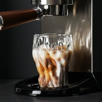 日式錘紋玻璃咖啡杯耐熱日系樹紋簡約透明水杯杯創意設計早餐牛奶