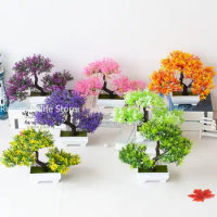 Simulation Artificial Plant Pine Bonsai Small Tree Pot Plant Artificial Flower Decoration Home and Garden Table Decoration