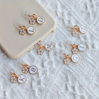 1pc new lovely flowers and letter phone dustproof,Charming White Cherry Flowers and AZ Initial Lette