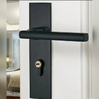 Handle Plate Set SLG L9004 BK Gagang Pintu Kayu Hitam Pegangan Pintu