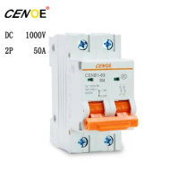 2 pcs CENOE Brand good quality low price DC 1000V 2P 50A dc breaker PV breaker 2p solar Circuit breaker for global B2B market