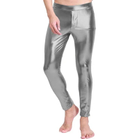 Speerise Spandex Shiny Leggings Wetlook Halloween Costumes For Men Metallic Tights Cosplay Dancer Disco Pencil Pants Adult Slim
