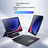 For Samsung Tab S9 Plus 3 in 1 Touch Keyboard Protective Cover Magnetic Detachable External Keyboard Tab S9 Leather Case