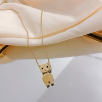 鈦鋼小眾設計創意小熊項鏈時尚簡約吊墜百搭鎖骨鏈頸飾品