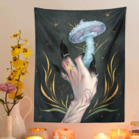 Mushroom Mandrake Tapestry Wall Hanging Forest Magic Witch hand Boho Decor Wall Decoration Home Art Deco Mural Tapes Print