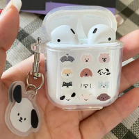 Cute Puppy Earphone Case for Airpods Pro 2 Wireless Bluetooth Case for Air Pods 1 2 3 Transparent Soft Earphone Case with Chain