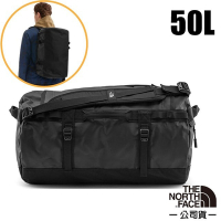 【The North Face】防水耐磨背提兩用旅行袋50L.手提後背行李袋.旅行背包.圓筒包_52ST-KY4 黑