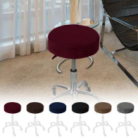 Bar Stool Covers Velvet Chair Slipcovers Round Elastic Bar Stool Covers Stretchable Seat Cushion Covers For Diameter 32~38cm