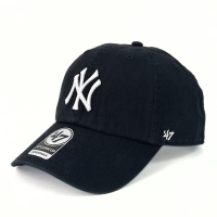 47 Brand CLEAN UP 紐約洋基鴨舌帽 黑色 經典MLB棒球帽 男女 水洗款老帽 軟頂剌繡NY帽 大標白LOGO