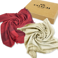 【COACH】C LOGO棉混莫代爾絲巾方巾圍巾禮盒(多款選一)