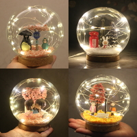 水晶球燈微景觀手工diy玻璃球朋友情侶閨蜜生日禮物創意擺件包郵