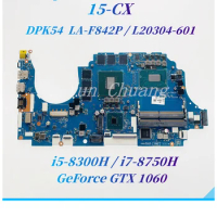 L20304-601 DPK54 LA-F842P For HP PAVILION Gaming 15-CX Laptop Motherboard With i5-8300H i7-8750H CPU GTX1060 GPU DDR4 100% Work