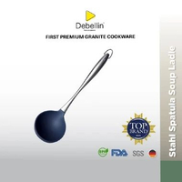 Debellin STAHL SPATULA SOUP LADLE Sutil Silikon Premium Food Grade Stainless Steel Black