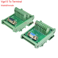 1PCS VGA15 DB15 VGA Male/Female Socket To Terminal Block Adapter Pcb Board D-SUB 15pin Connector Converter Din Rail Mounting