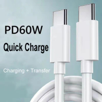 60W Dual USB Type-C Fast Charging Data Wire QC 3.0 4.0 For Samsung Note 20 S22 S21 S20 Ultra Huawei Xiaomi iPhone Charger Cables