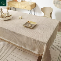 全新 日式棉麻桌布ins風華夫格素色布藝餐桌布茶幾桌墊擺地攤桌布 JQBR