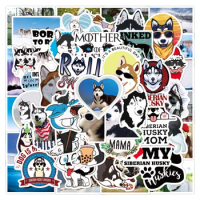 1Pack=50sheets Siberian Husky Stickers Waterproof Suitcase Notebook Scooter Water Cup Stickers Gift