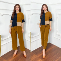db - Anya setelan wanita korean style remaja dewasa panjang tangan 3/4 celana kulot crinkle airflow 