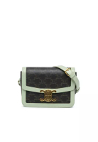 CELINE 二手 Celine Teen Triomphe 塗層帆布和小牛皮 Triomphe 斜背包