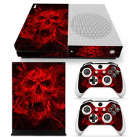 Skin Sticker for Xbox One S Console Controller Decal Vinyl Cover red skull