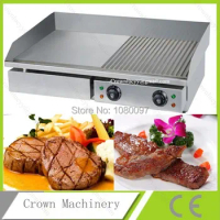 Flat &amp; Grooved Electric griddle Grill Pan cast iron