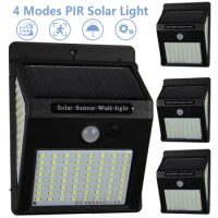 Solar Wall Light Outdoor PIR Motion Sensor Garden Wall Lamps LED Smart Lighting 4 Modes Waterproof Spotlights with Solar Panel