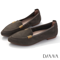 DIANA 1.5cm牛巴戈繽紛色系細緻縫線柔軟樂福鞋-漫步雲端焦糖美人-黑糖