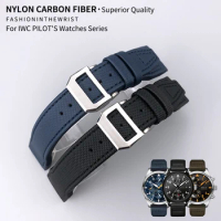 High Quality Nylon Calfskin Watchband 20mm 21mm 22mm Fit for IWC Big PILOT IW5009 TOP GUN IW3880 Nylon Leather Watch Strap