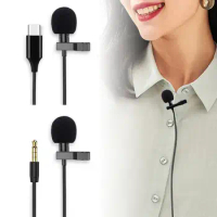 Portable 3.5mm Mini Microphone For Phone Clip-on Lapel Lavalier USB Condenser Professional Mic For PC Laptop Type C Microphones