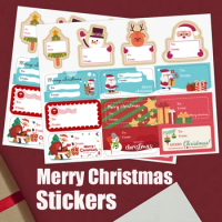 65-130Pcs/pack Merry Christmas Decorative Stickers for Presents Wrapping Christmas Gift Name Tag Stickers Snowman Festive Decor
