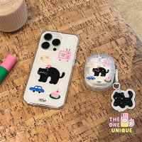 Sarung telefon kartun kucing hitam dan putih untuk OPPO A6, A5 (2025), A3, A2, A1 Pro, GT, A6i, A5x,