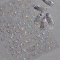 5D Butterfly Nail Sticker Self-adhesive Metallic Mirror DIY Nail Art Decorations Manicures Decorations Shell Light