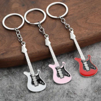 Classic Guitar Model Keychain Fashion Mini Musical Instrument Pendant With Key Holder For Music Lovers Birthday Gifts
