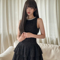 Dress Knit Shimmer - Gaun Hitam Elegan dengan Detail Glitter untuk Tampilan Mewah