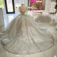 Gray Sweet 16 Quinceanera Dress Sequined Sparkly Lace Pageant Party Dress Ball Gown Mexican Girl Birthday Gown