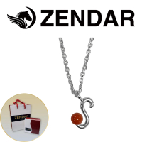 【ZENDAR】頂級天然沙丁紅珊瑚圓珠3-3.5mm字母銀色項鍊 227261 字母S
