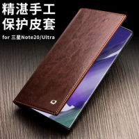 Original Qialino Brand Genuine Leather Cover For Samsung Galaxy Note 20 Note20 Ultra Natural Cowhide Flip Business Phone Case
