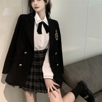 學院風短裙套裝jk制服百褶裙西裝三件套西服韓國校服高中生女秋季