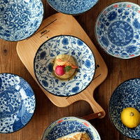 16.5cm 日式和風盤子日本進口陶瓷盤菜碟子釉下彩小深盤家用三口