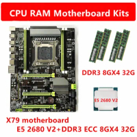E5 2680 V2 host X79 Motherboard DDR3 1600HMZ ECC REG 8GX4 32G CPU RAM Kit Set LGA 2011 Desktop Servers Workstations Motherboard