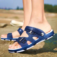 Summer Sandals Men Slippers Outdoor Beach Casual Shoes Indoor Durable Anti Slip Peep Toe New Comfortable Lightweight Jelly Shoes