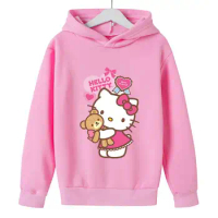 Hello Kitty kids Sweatshirts girls Kawaii Hoodie Cartoon Print Long Sleeve Hoodies boys Spring autumn Anime Graphic tops Childre